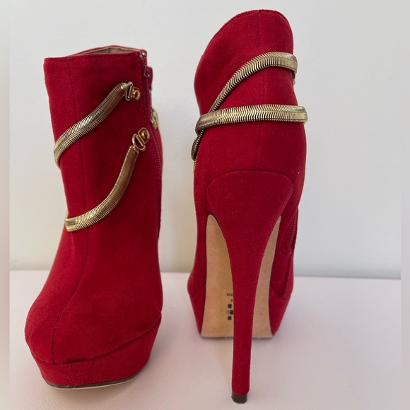 Michael Antonio Platform Dress Ankle Booties Red Size 5 - Picture 4 of 7